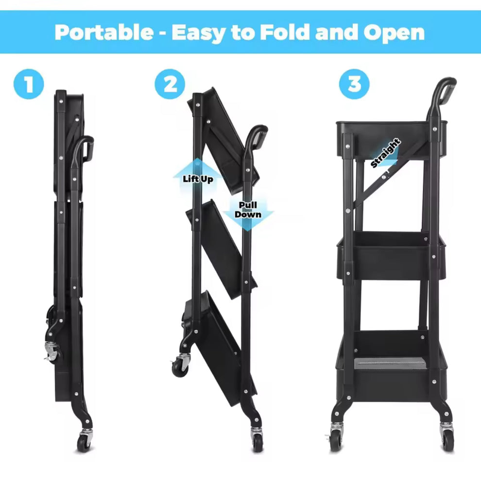 Portable stand with folding mechanism on a white background