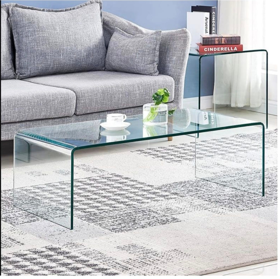 Tempered Glass Coffee Table - Modern Minimalist Design for Living Spaces
