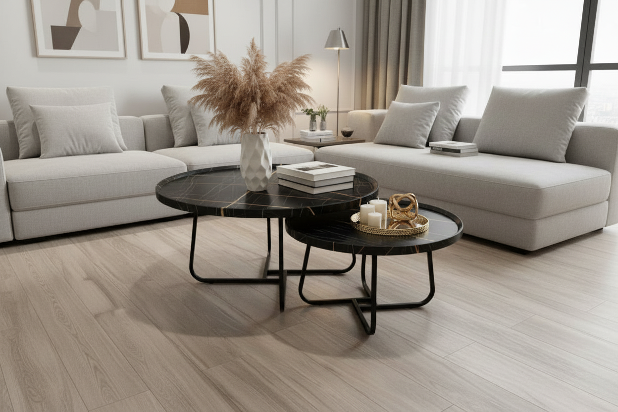 Nesting Duo Coffee Tables – Modern Wood & Metal Set