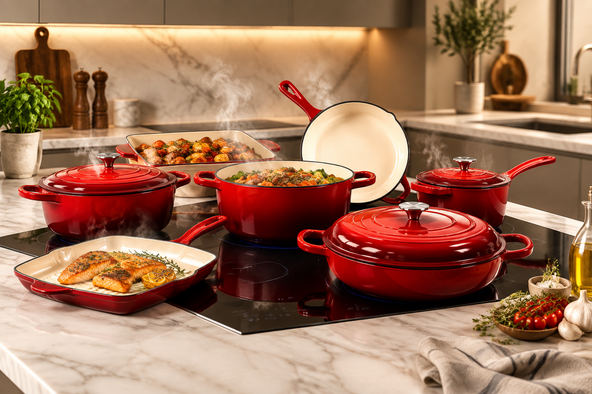 11-Piece Cast Iron Cookware Set – Pots, Pans & Lids