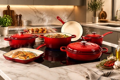 11-Piece Cast Iron Cookware Set – Pots, Pans & Lids