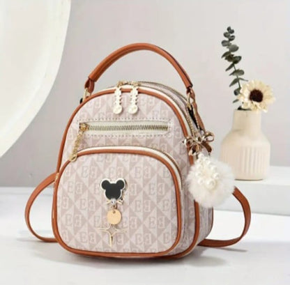 Stylish Mini Backpack with Charm Keychain
