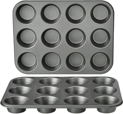 12-Cup Steel Muffin Pan – Pack of 2 (24 Cups Total)