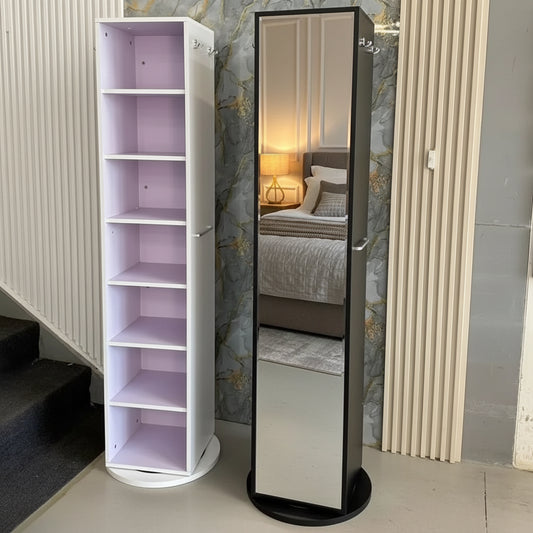 Rotating Mirror Cabinet | Full-Length Mirror with Hidden Storage