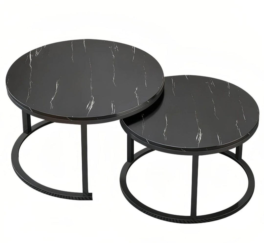 2-Piece Wood Top Coffee Table Set - Luxury Nesting Tables