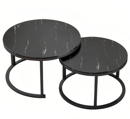 2-Piece Wood Top Coffee Table Set - Luxury Nesting Tables