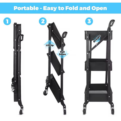 Portable stand with folding mechanism on a white background