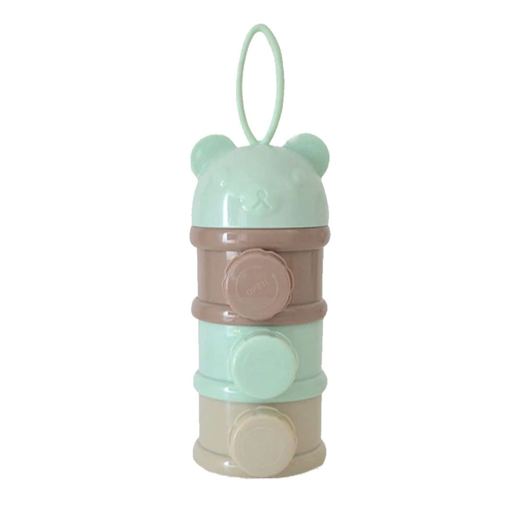 Children's snack container with bear design on a white background
