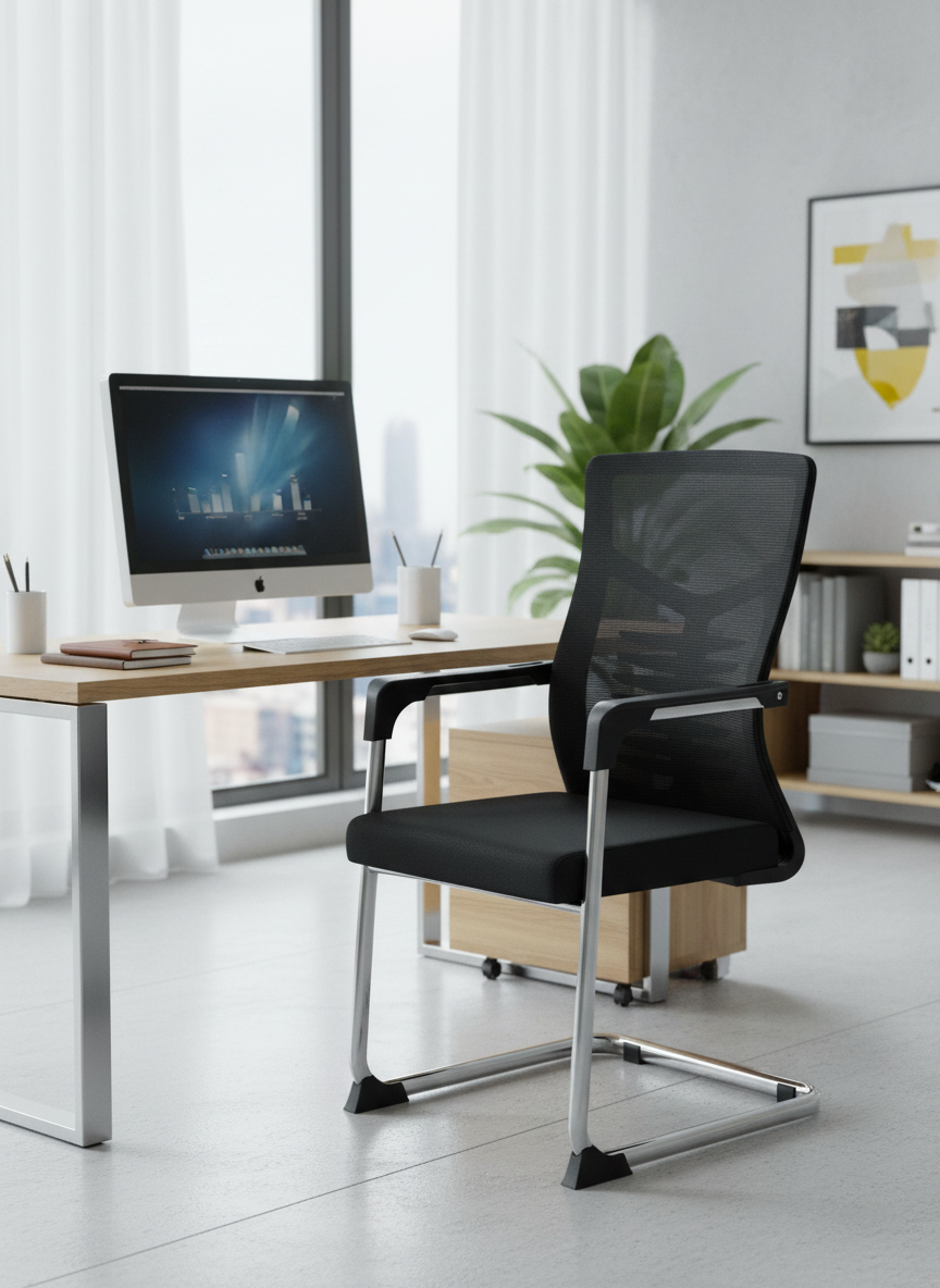Ergonomic Mesh Office Chair - Cantilever Design with Lumbar Support