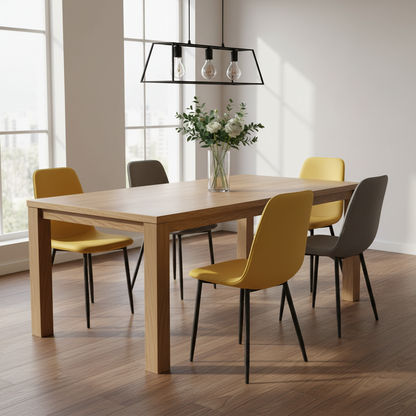 Modern Scandinavian Dining Chair - Yellow Molded Seat with Black Legs