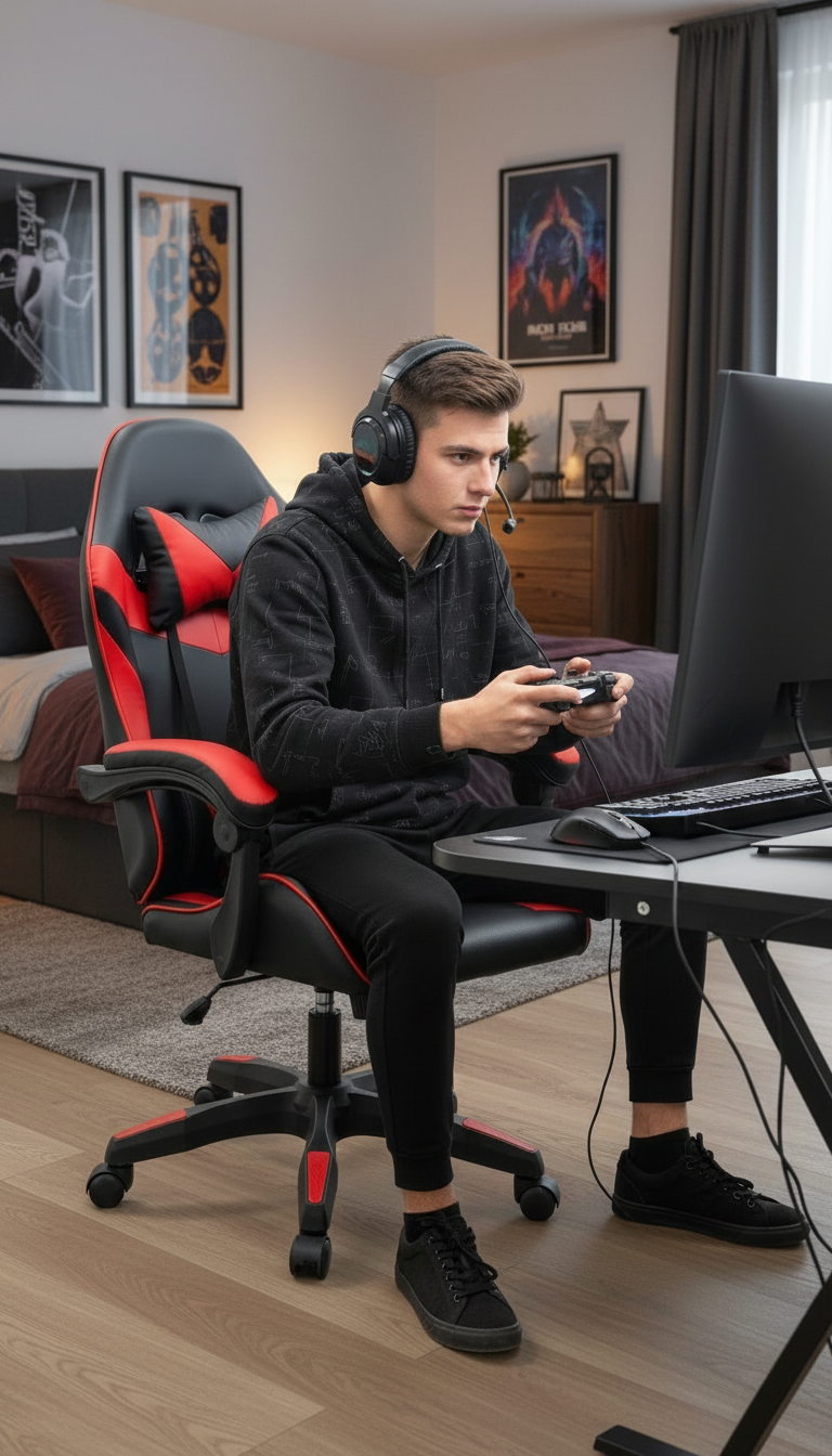 Ergonomic Gaming Chair - High-Back with Lumbar Support & Adjustable Armrests