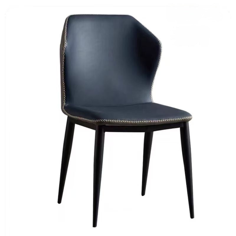 Navy Blue Dining Chair - Modern Upholstered with Contrast Stitching