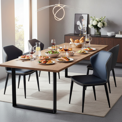 Navy Blue Dining Chair - Modern Upholstered with Contrast Stitching