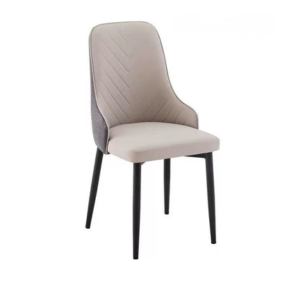 Modern High-Back Upholstered Dining Chair - Beige with Black Legs