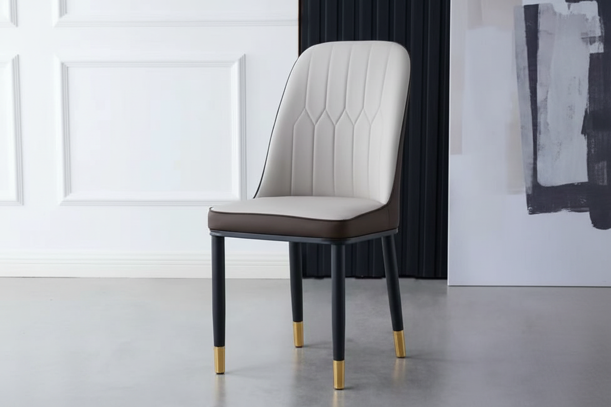 Quilted Dining Chair - Modern Two-Tone Upholstered Seating