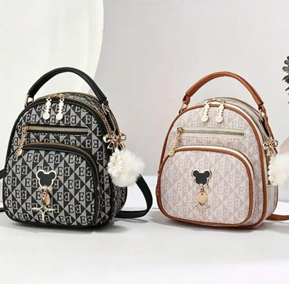Stylish Mini Backpack with Charm Keychain