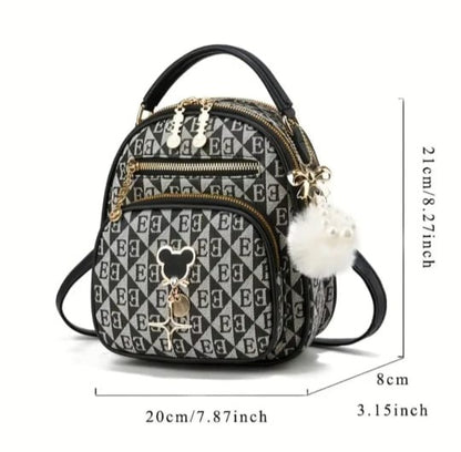 Stylish Mini Backpack with Charm Keychain
