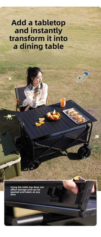 Folding Wagon Trolley - Heavy Duty Outdoor Cart 150lb Capacity
