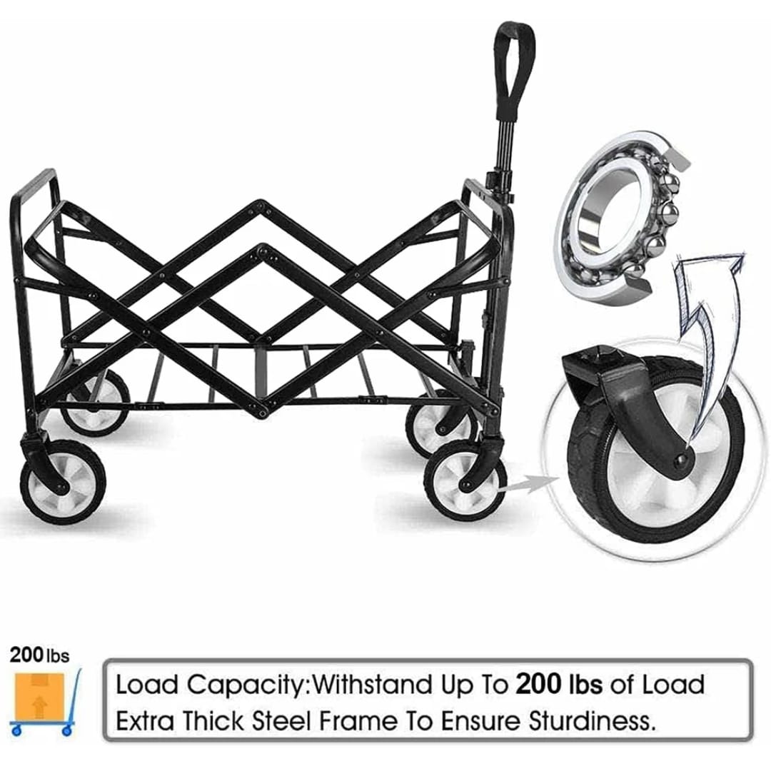Folding Wagon Trolley - Heavy Duty Outdoor Cart 150lb Capacity