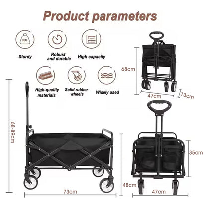 Folding Wagon Trolley - Heavy Duty Outdoor Cart 150lb Capacity