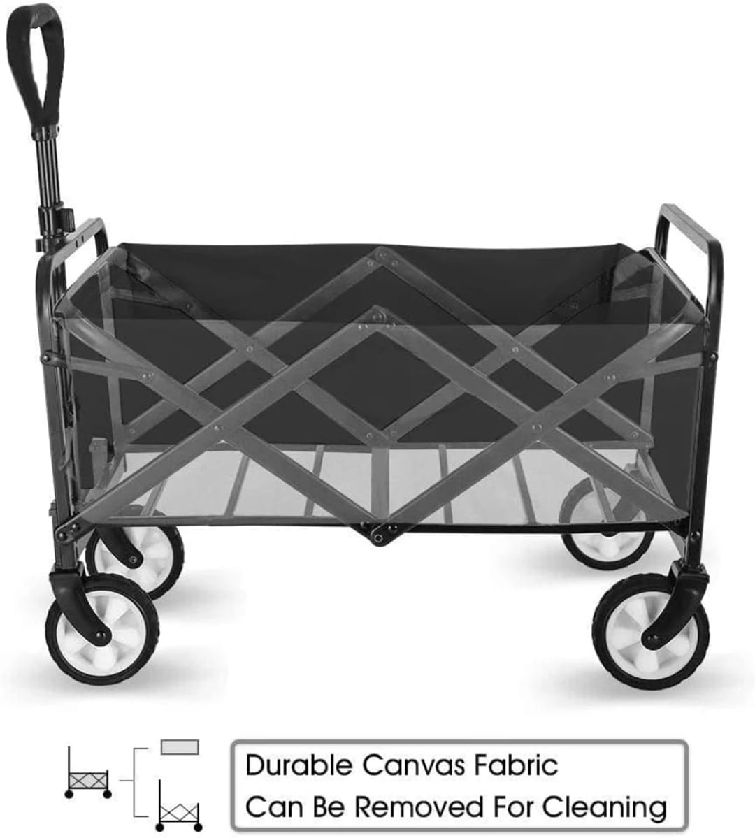 Folding Wagon Trolley - Heavy Duty Outdoor Cart 150lb Capacity