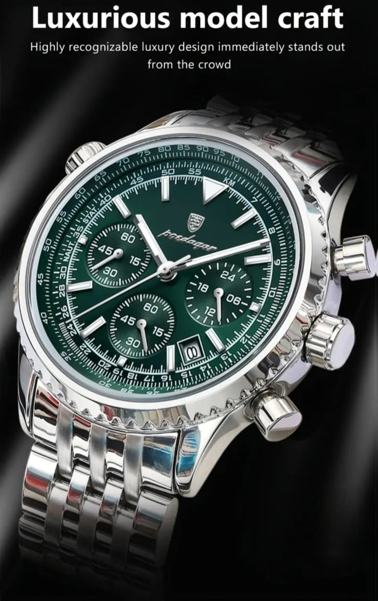 Poedagar Men's Luxury 3ATM Stainless Steel Watch - Quartz Analog