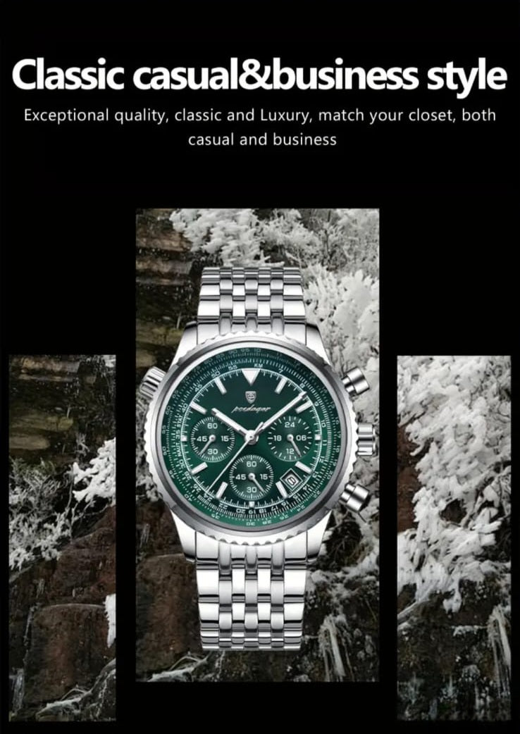 Poedagar Men's Luxury 3ATM Stainless Steel Watch - Quartz Analog