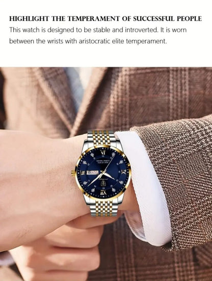 Poedagar Men's Luxury Stainless Steel Watch - Quartz Analog