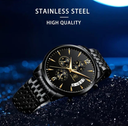 Poedagar Men's Luxury Watch – Stainless Steel Quartz Timepiece
