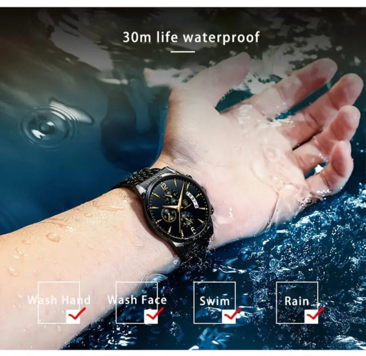 Poedagar Men's Luxury Watch – Stainless Steel Quartz Timepiece