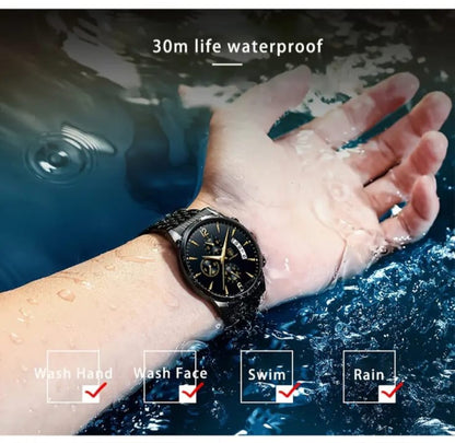 Poedagar Men's Luxury Watch – Stainless Steel Quartz Timepiece