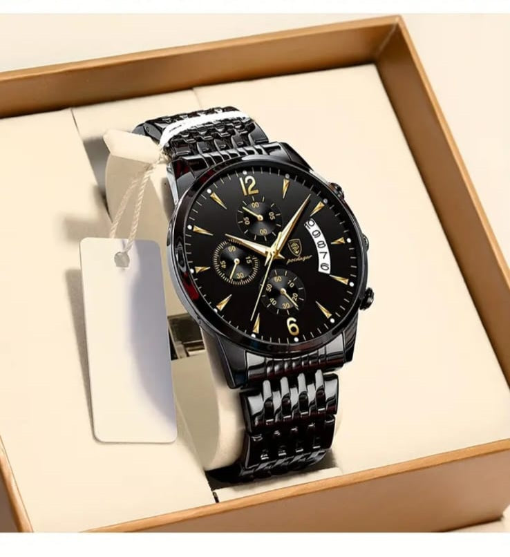 Poedagar Men's Luxury Watch – Stainless Steel Quartz Timepiece