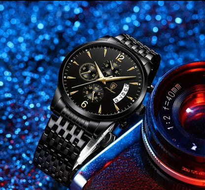 Poedagar Men's Luxury Watch – Stainless Steel Quartz Timepiece