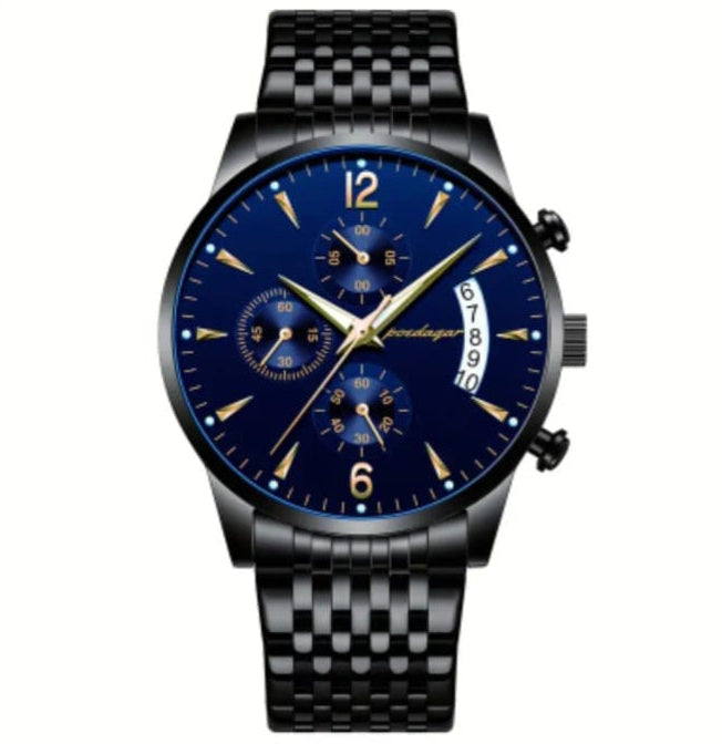 Poedagar Men's Luxury Watch – Stainless Steel Quartz Timepiece