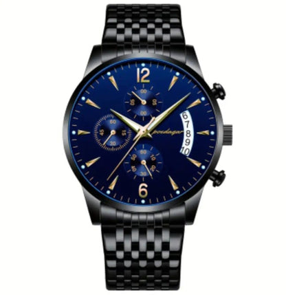 Poedagar Men's Luxury Watch – Stainless Steel Quartz Timepiece