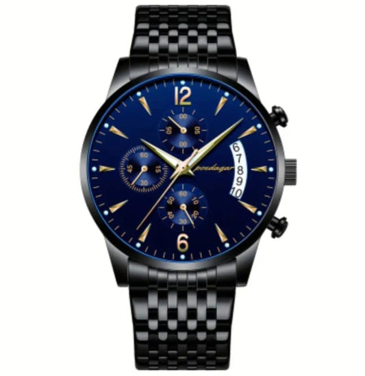 Poedagar Men's Luxury Watch – Stainless Steel Quartz Timepiece