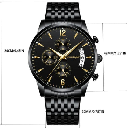 Poedagar Men's Luxury Watch – Stainless Steel Quartz Timepiece