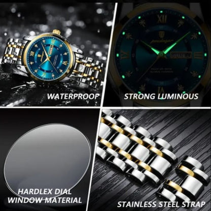 Poedagar Men's Luxury Stainless Steel Watch - Quartz Analog