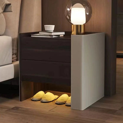 Bedside Table with 2 Drawers and Integrated Lamp