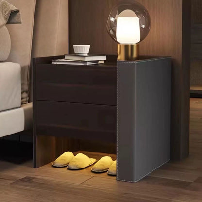Bedside Table with 2 Drawers and Integrated Lamp