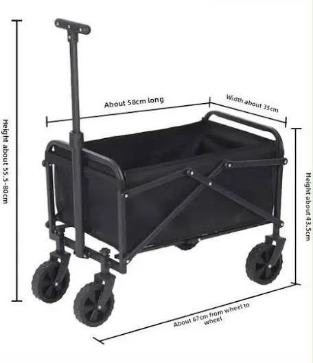 Folding Wagon Trolley - Heavy Duty Outdoor Cart 150lb Capacity