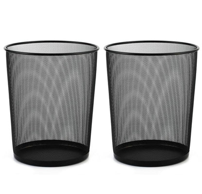 Two black metal mesh desk organizers shown side-by-side on a white background.