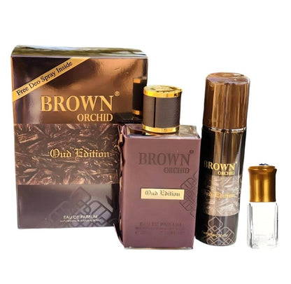Brown Orchid Oud Edition by Fragrance World - Warm Spicy Fragrance Set