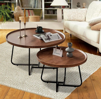 Nesting Duo Coffee Tables – Modern Wood & Metal Set