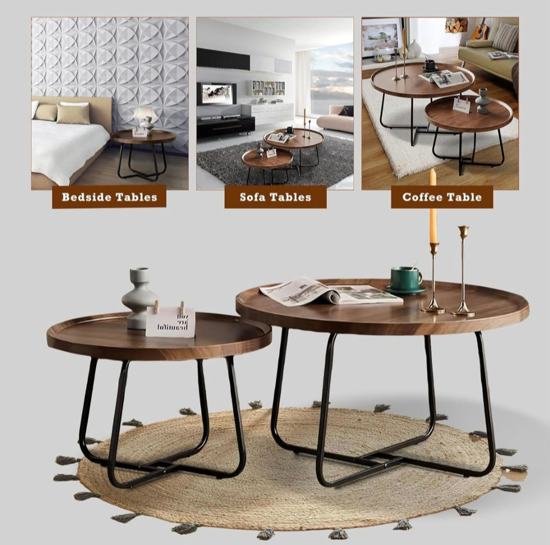 Nesting Duo Coffee Tables – Modern Wood & Metal Set