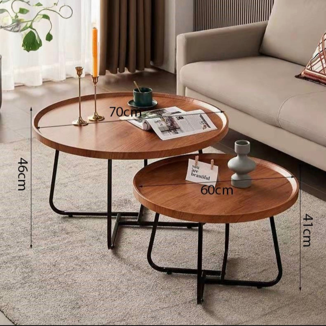 Nesting Duo Coffee Tables – Modern Wood & Metal Set