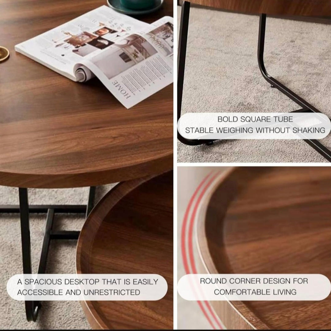 Nesting Duo Coffee Tables – Modern Wood & Metal Set