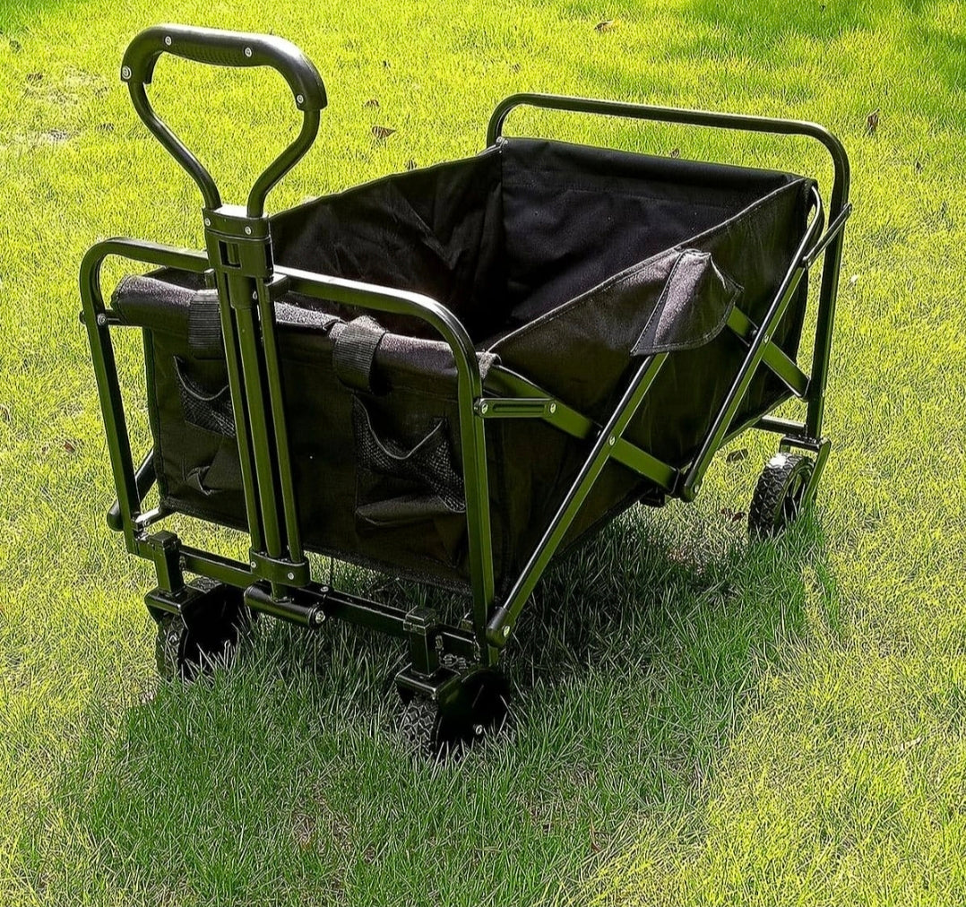 Folding Wagon Trolley - Heavy Duty Outdoor Cart 150lb Capacity