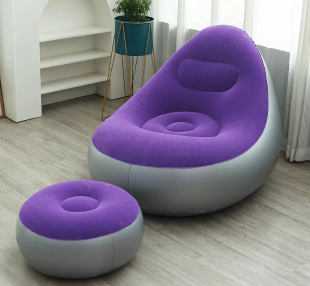 Inflatable Sofa with Foot Rest - Single Seater Lounge Chair