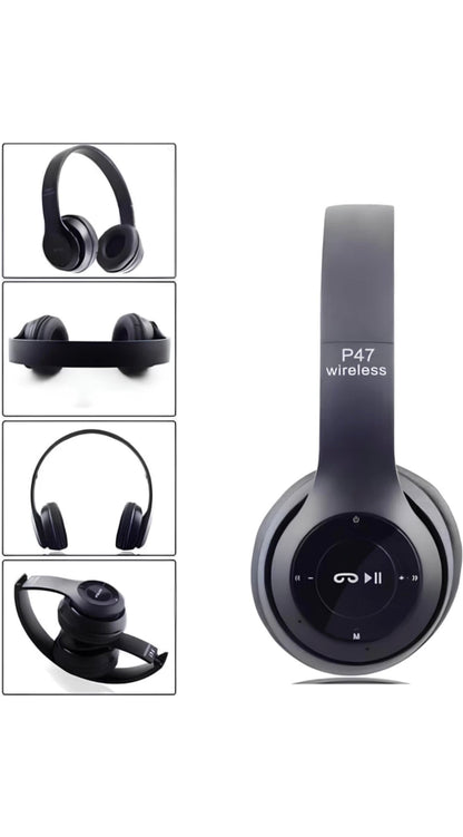 Wireless Bluetooth Headphones - Foldable Over-Ear Headset with Mic